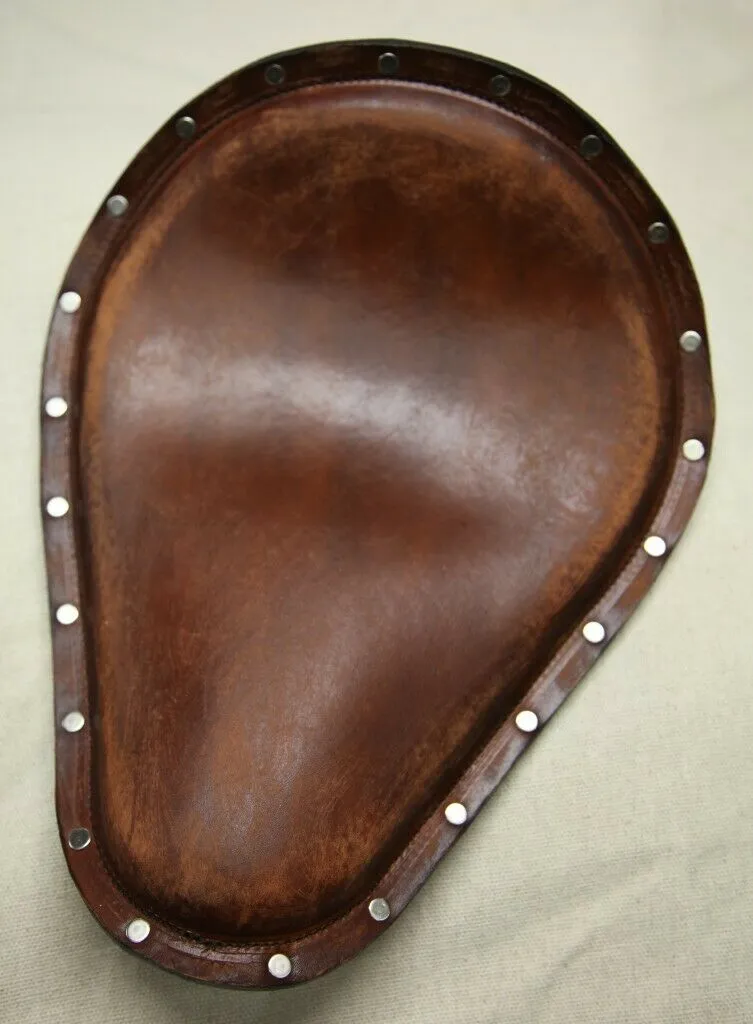 Harley Sportster Chopper Seat  Brown Distressed Leather Stainless Rivets  Bobber