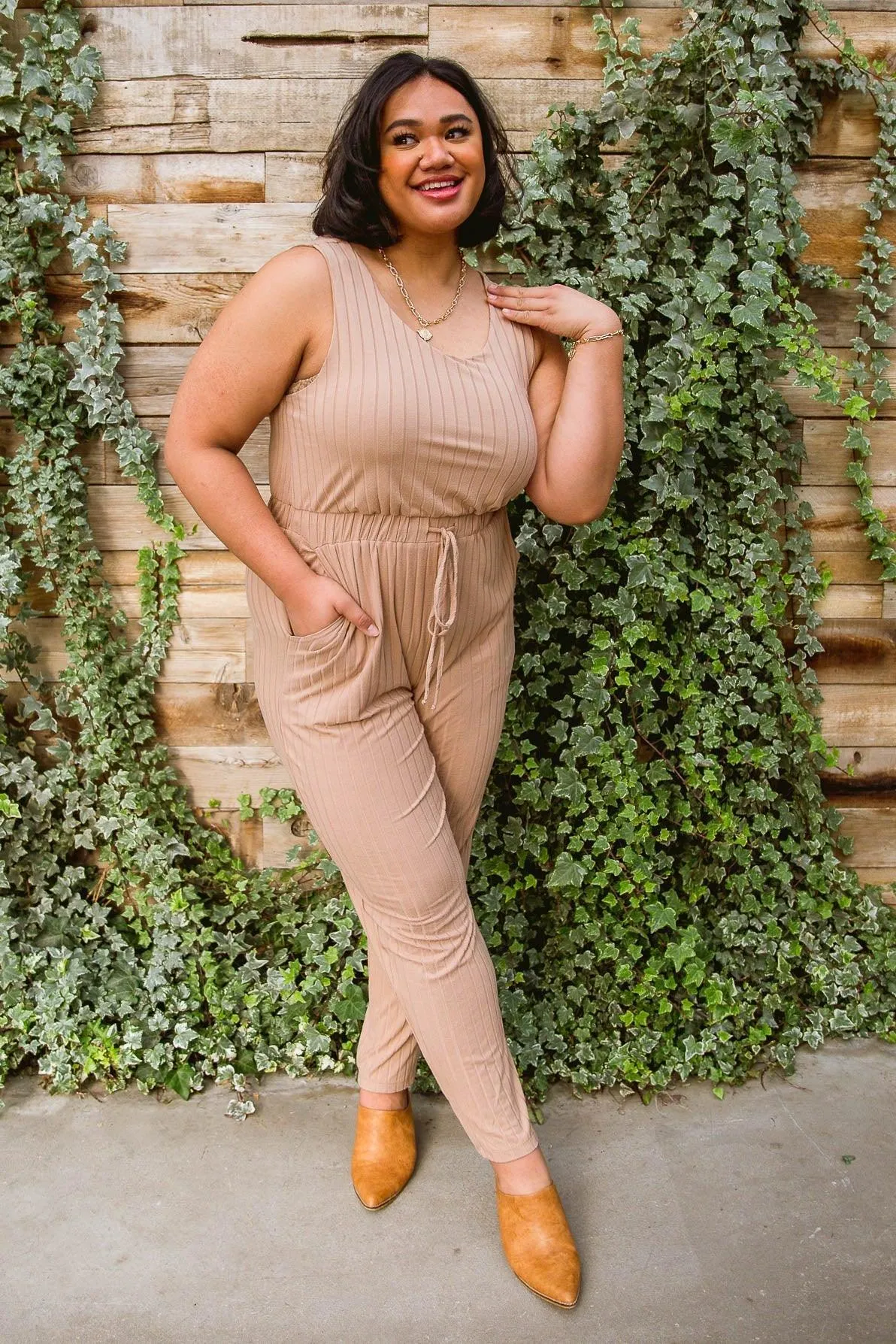 Hazel Blues® | Cruiser Jumpsuit in Tan