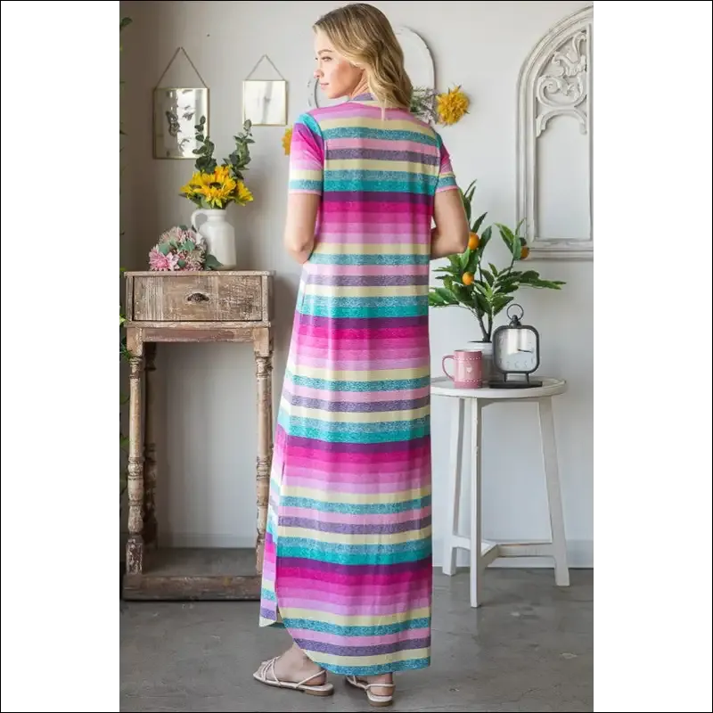 Heimish Striped Short Sleeve Maxi Tee Dress