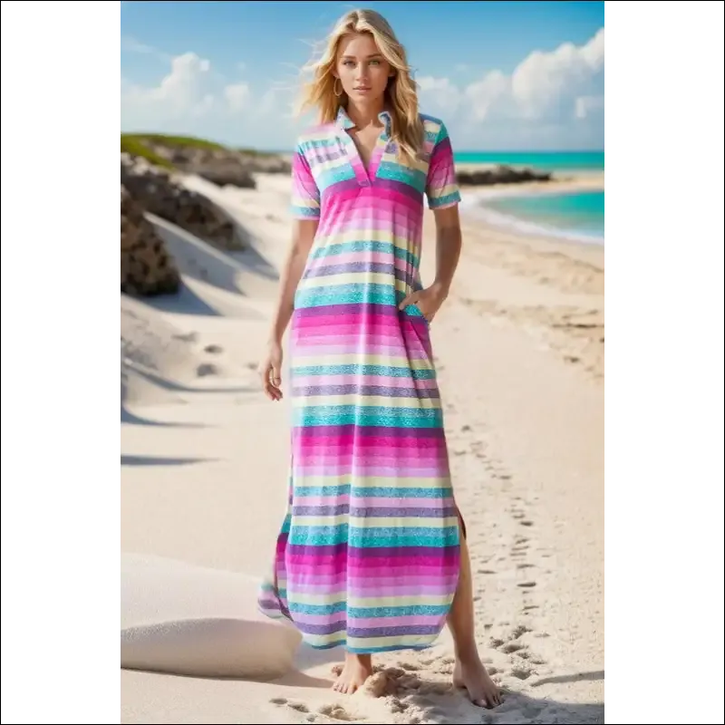 Heimish Striped Short Sleeve Maxi Tee Dress