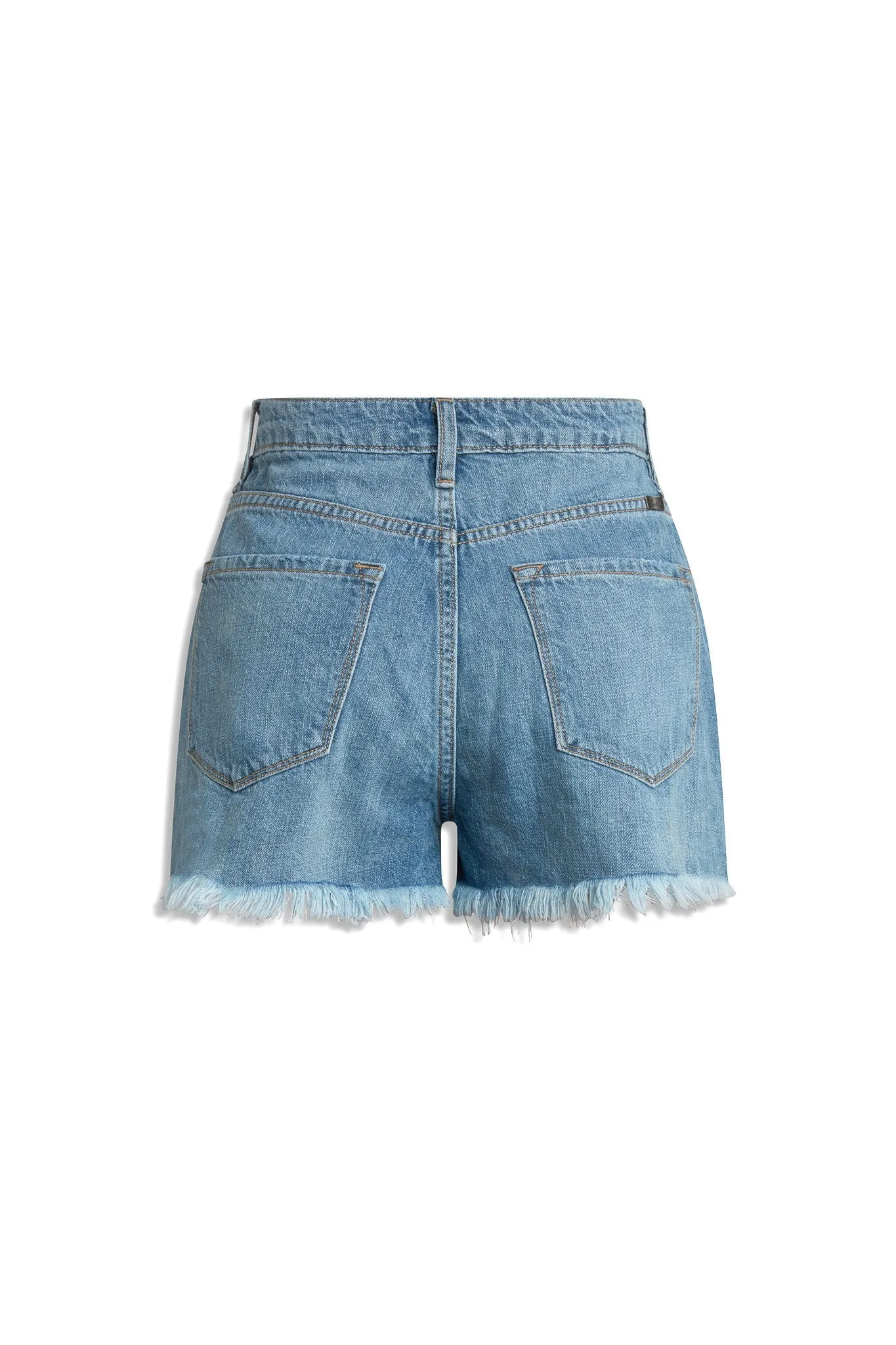 High Rise Mom Raw Hem Shorts