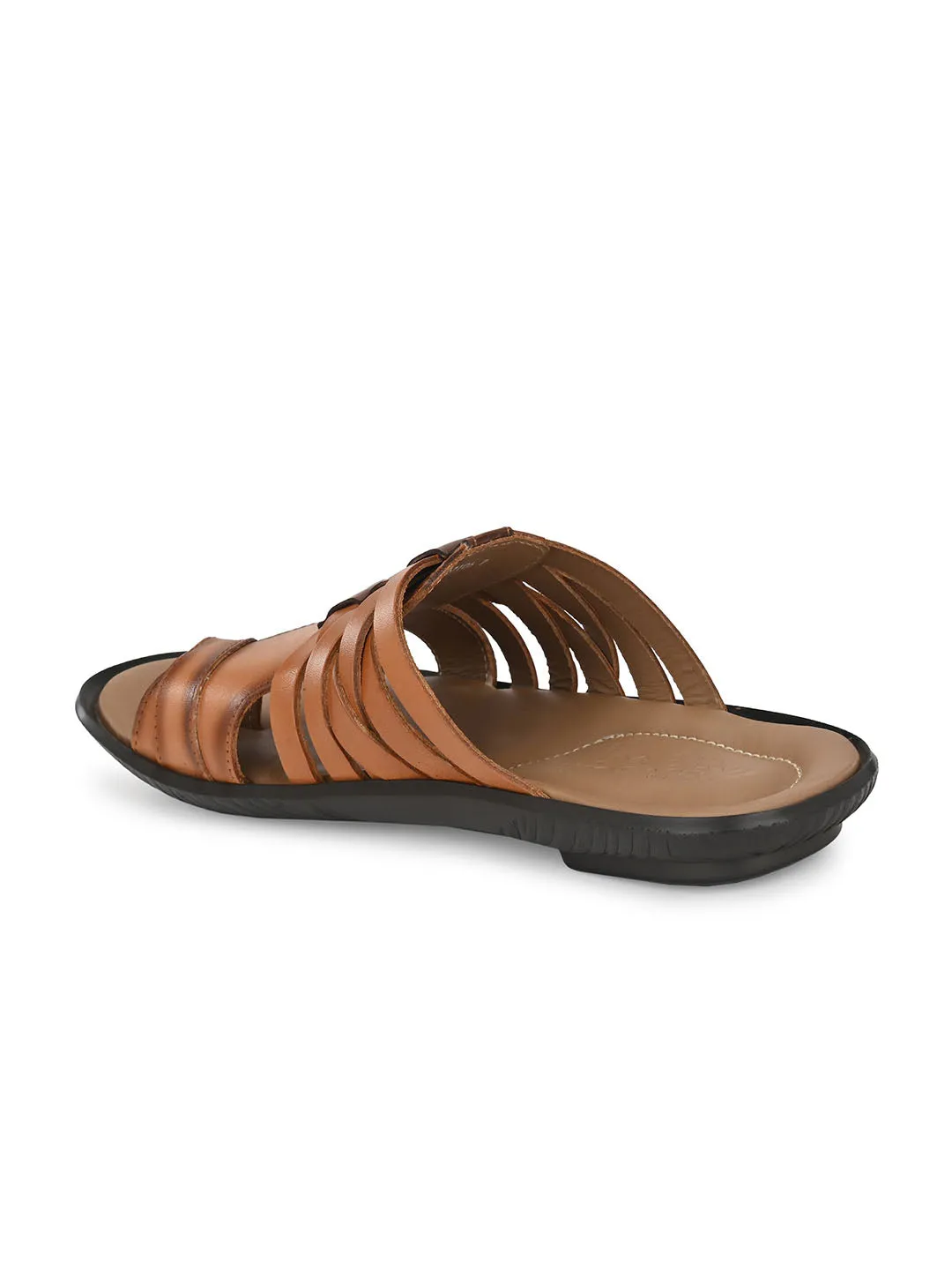 HITZ97106 Men's Tan Leather Daily Wear Open Slipper