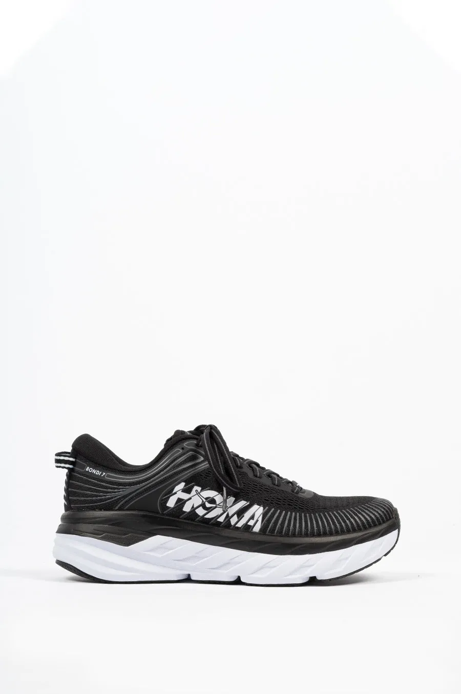 HOKA ONE ONE WOMENS BONDI 7 BLACK WHITE