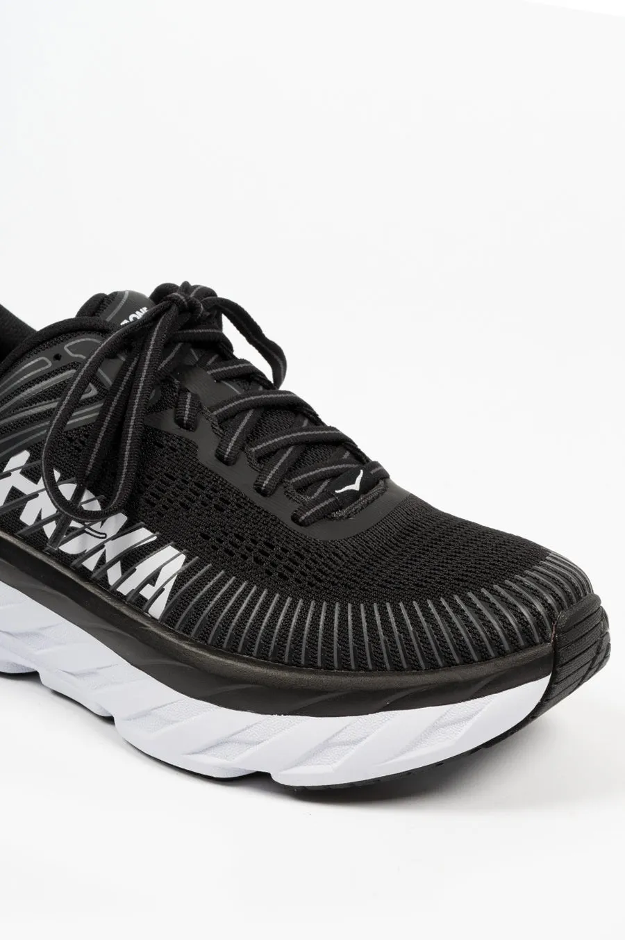 HOKA ONE ONE WOMENS BONDI 7 BLACK WHITE