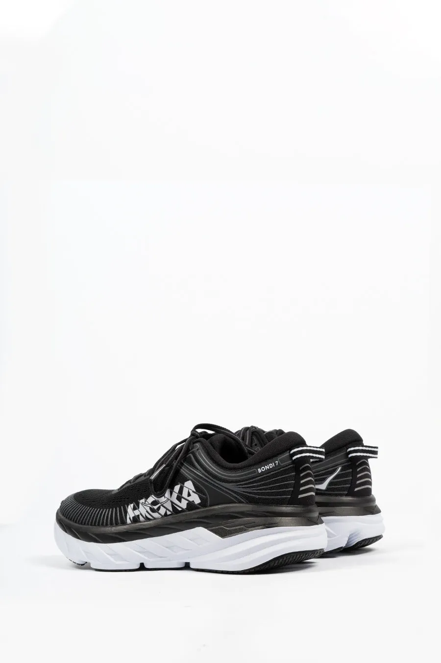 HOKA ONE ONE WOMENS BONDI 7 BLACK WHITE