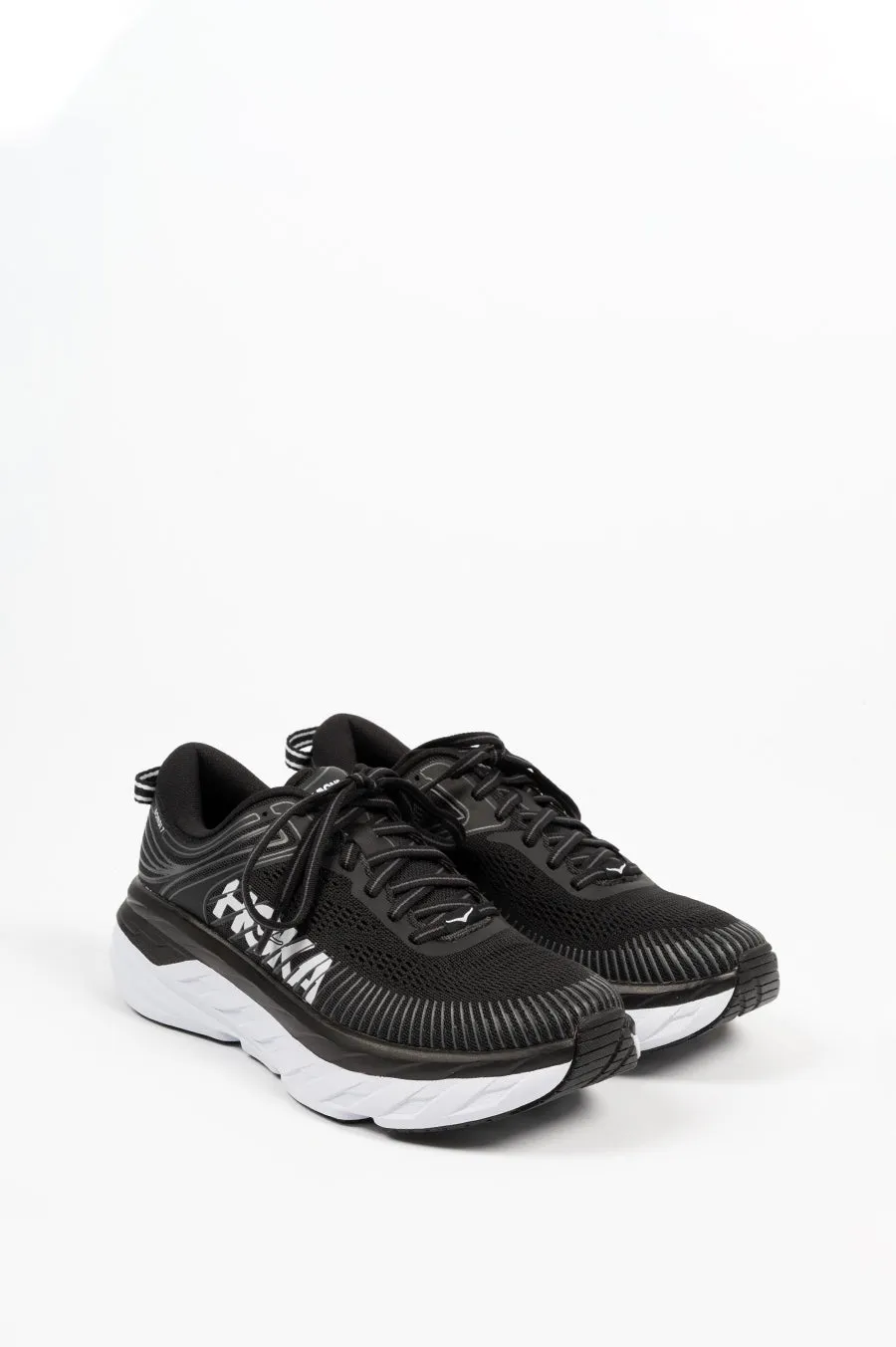 HOKA ONE ONE WOMENS BONDI 7 BLACK WHITE