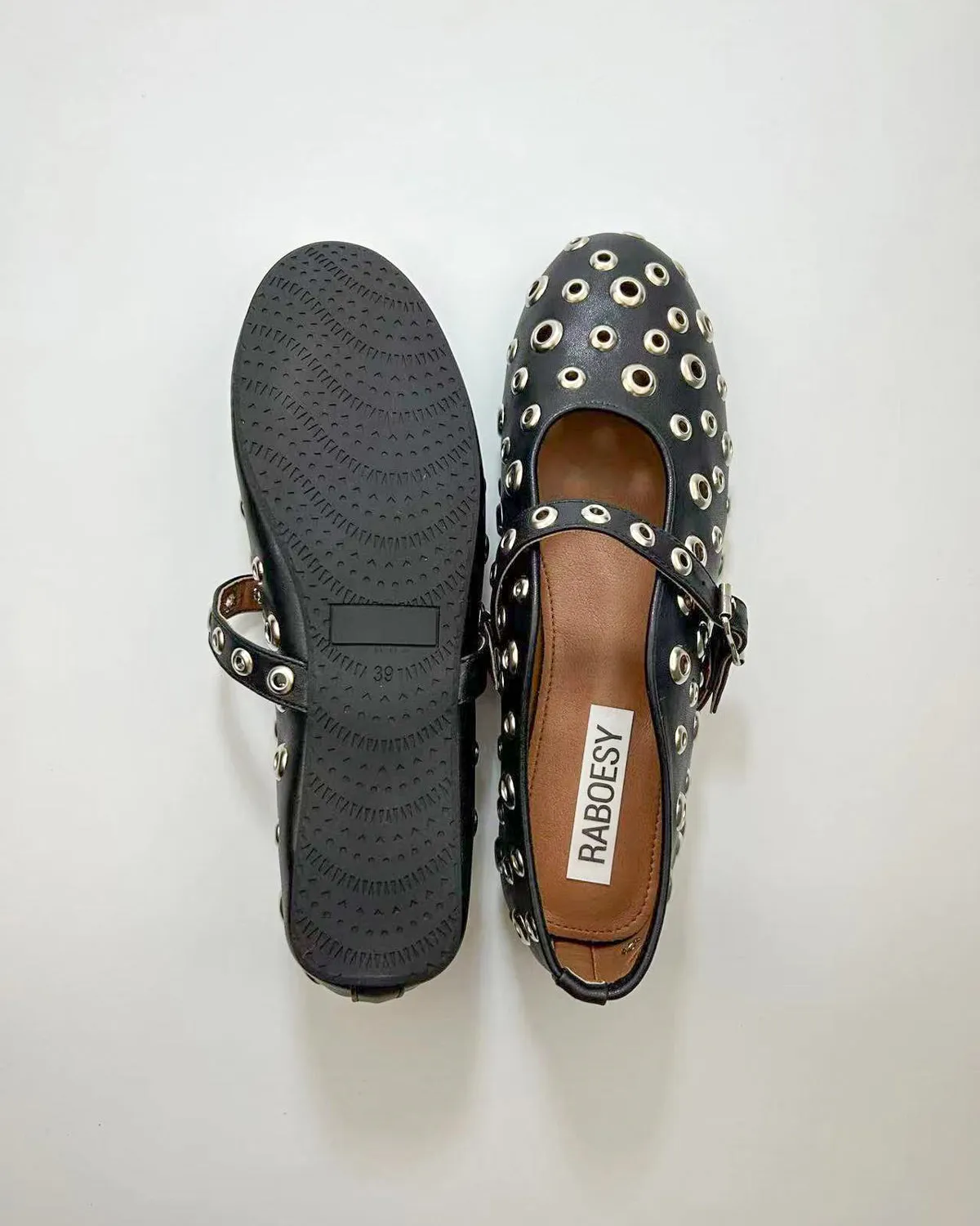 Hollow Out Studs Ballet Flats