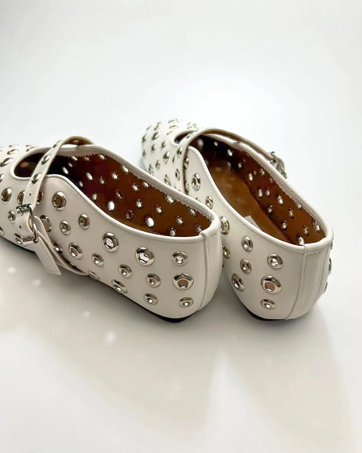 Hollow Out Studs Ballet Flats