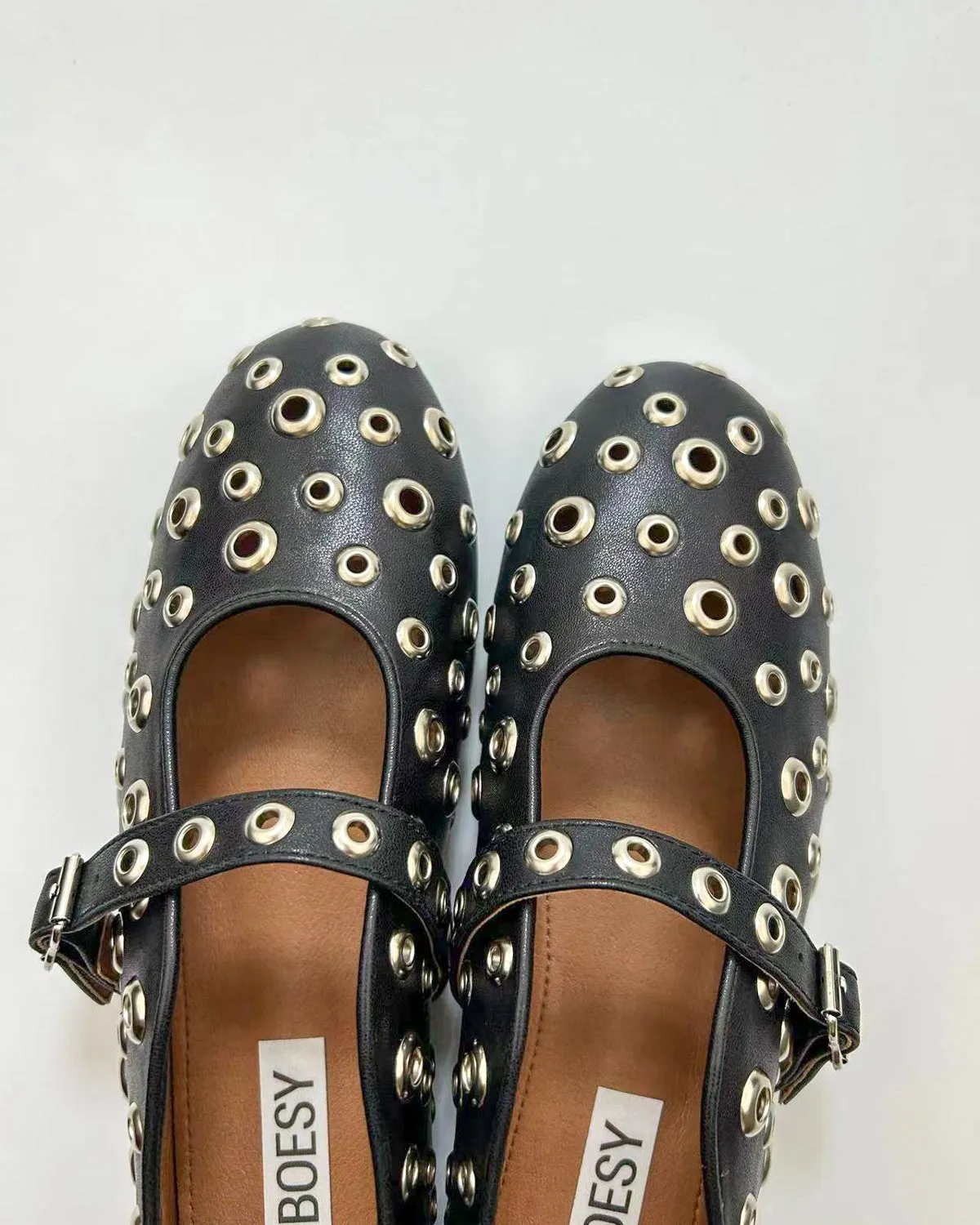 Hollow Out Studs Ballet Flats