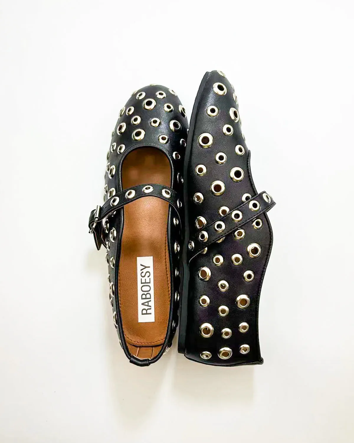 Hollow Out Studs Ballet Flats