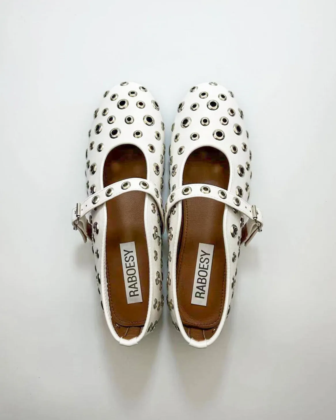 Hollow Out Studs Ballet Flats
