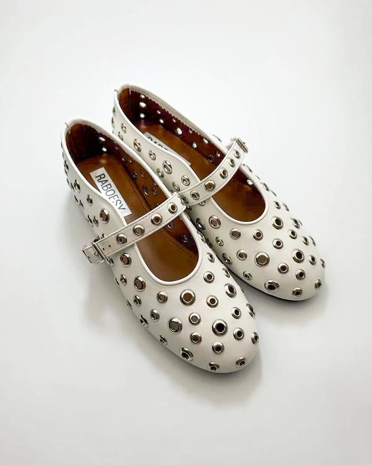 Hollow Out Studs Ballet Flats
