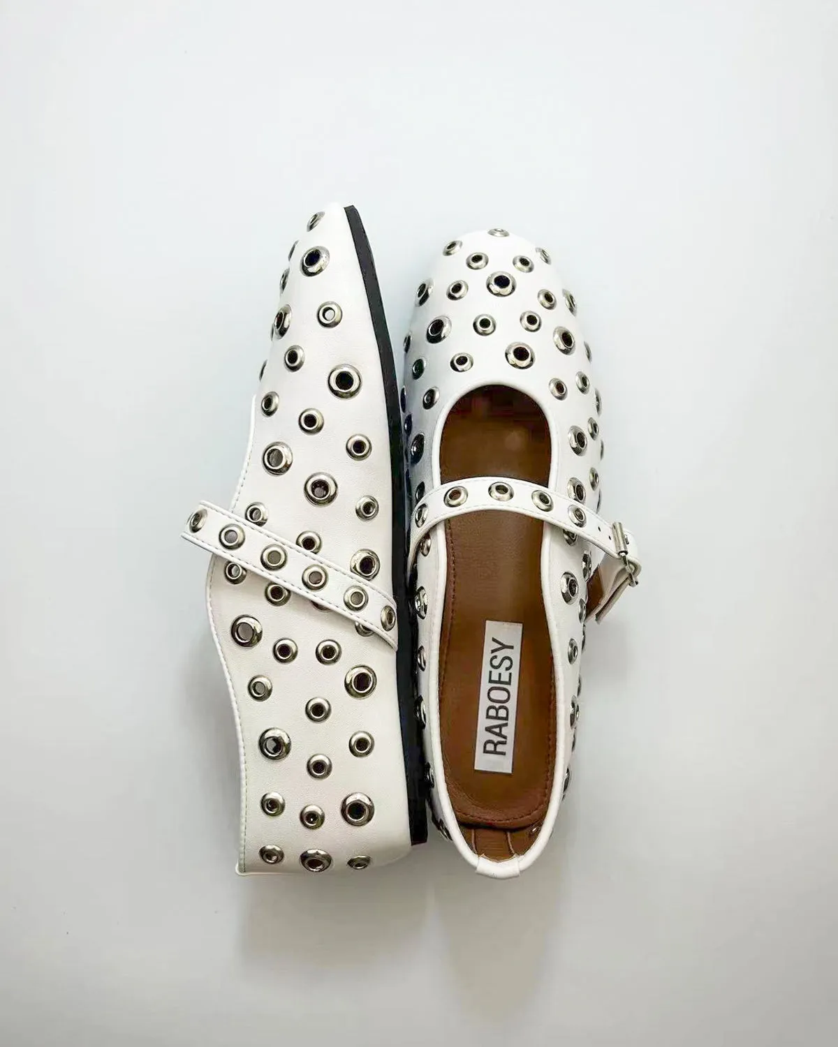 Hollow Out Studs Ballet Flats
