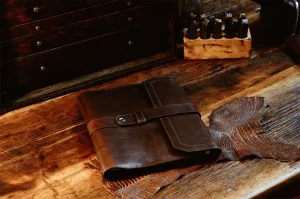 Italian Leather Post-Strap Brief Folio - Walnut