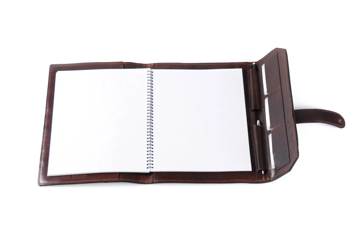 Italian Leather Post-Strap Brief Folio - Walnut