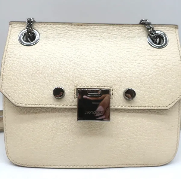 Jimmy Choo Rebel Mini Crossbody Cream Leather Shoulder Bag