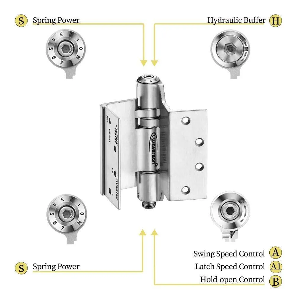 K51L-SWRH-450-B4 | Hydraulic Hybrid Swing Clear Hinge | 4.5” x 4.5” | 8ft | Fire-rated Stainless Steel | 4 Pack