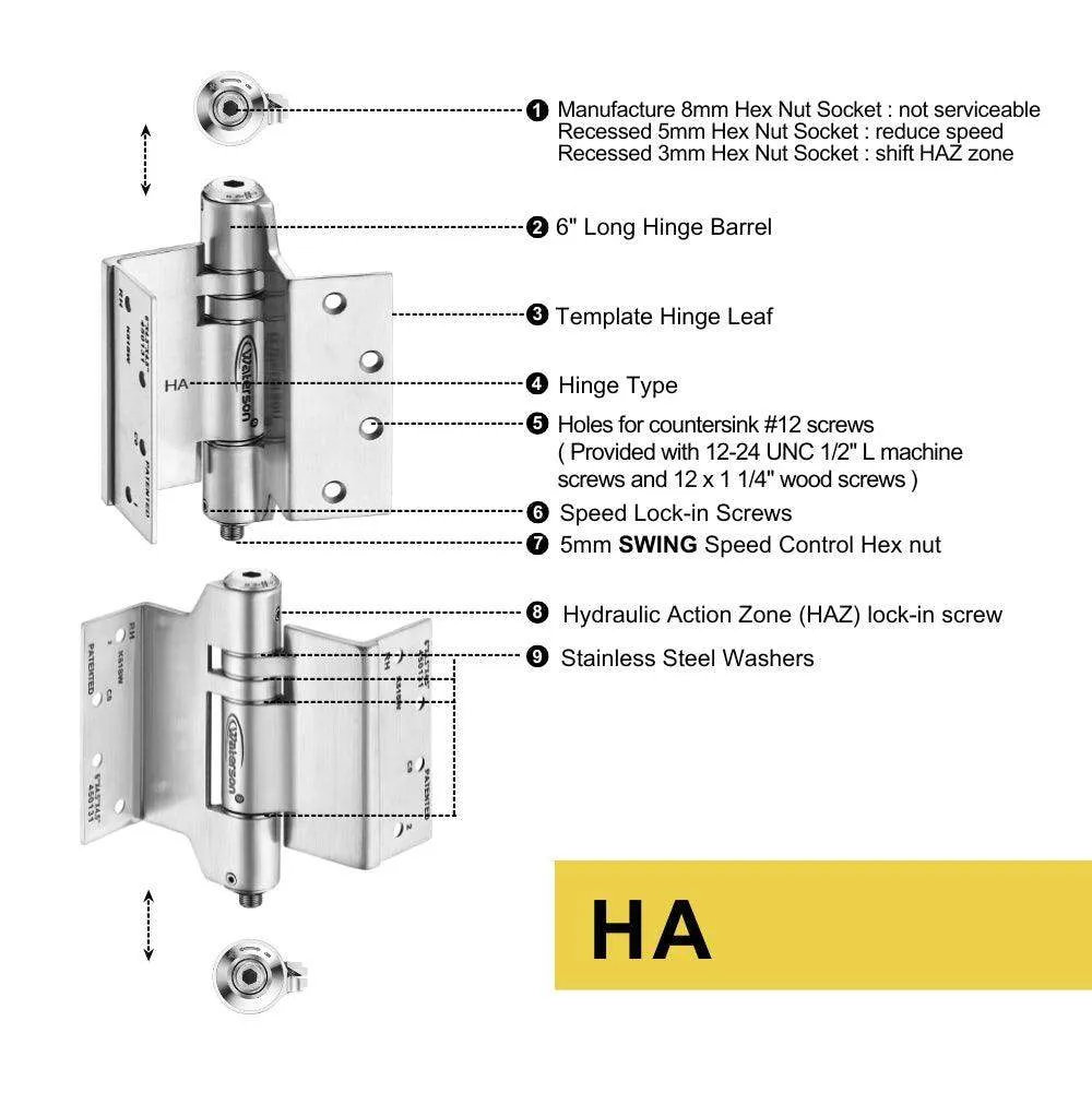 K51L-SWRH-450-B4 | Hydraulic Hybrid Swing Clear Hinge | 4.5” x 4.5” | 8ft | Fire-rated Stainless Steel | 4 Pack