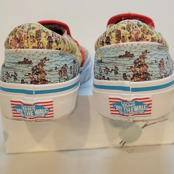 Kids size 1.5 slip on where’s Waldo vans