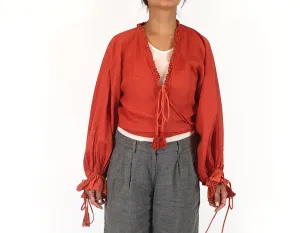 King Csilla red linen top size 10