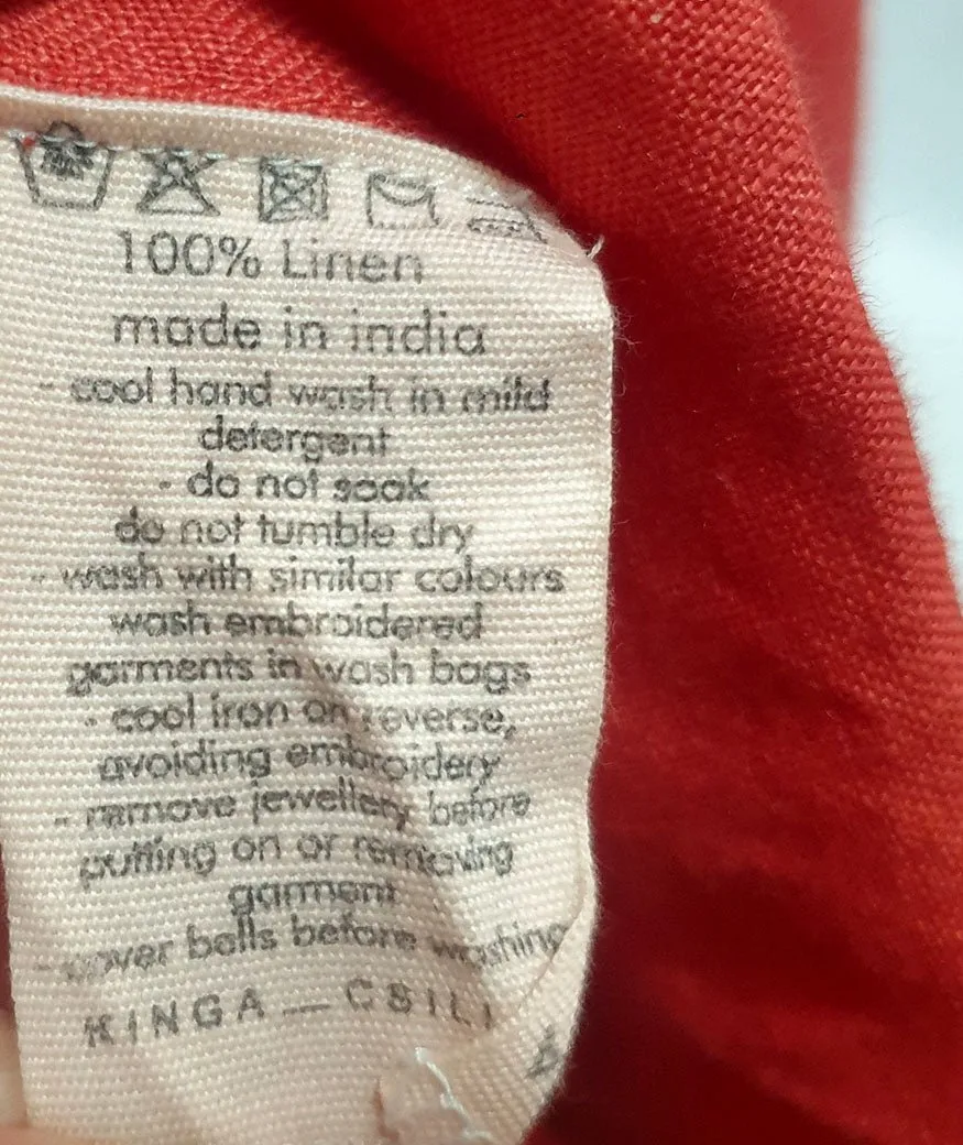 King Csilla red linen top size 10