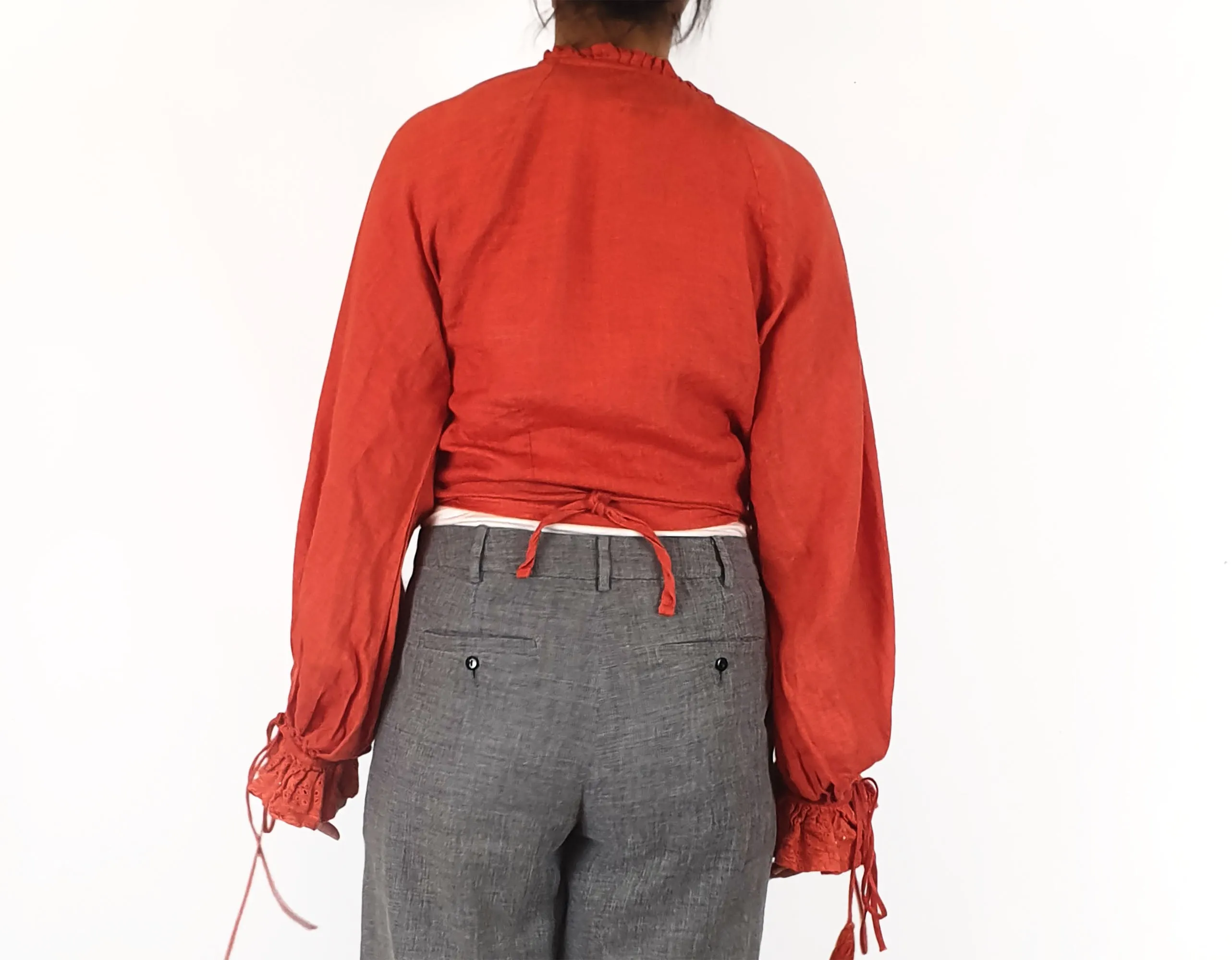 King Csilla red linen top size 10