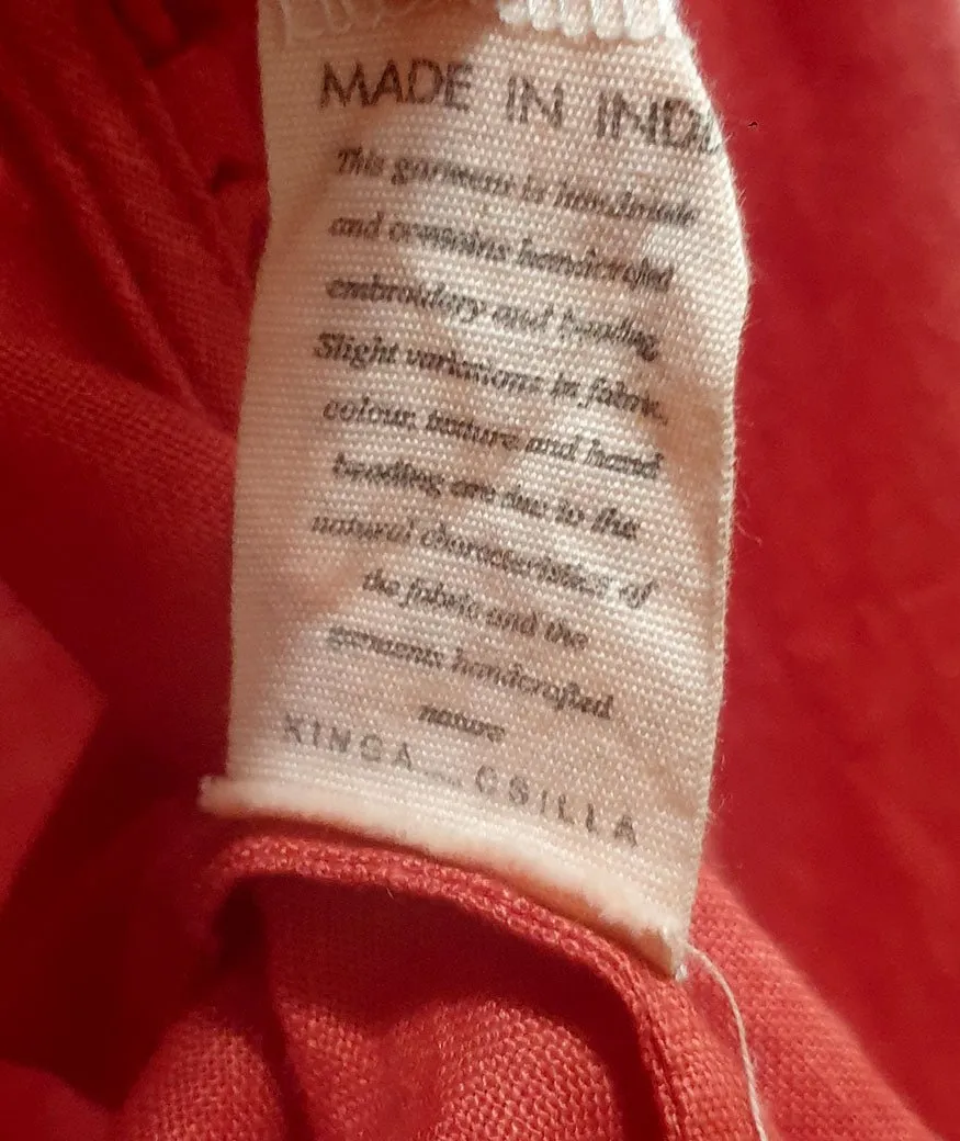 King Csilla red linen top size 10