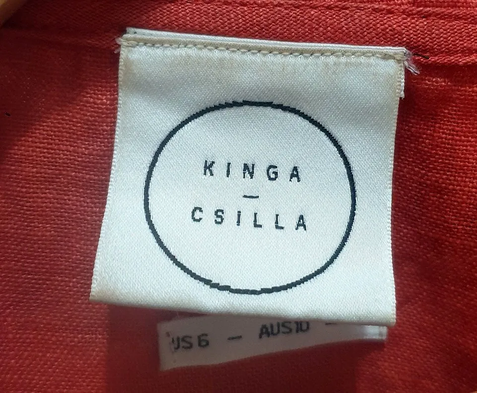 King Csilla red linen top size 10