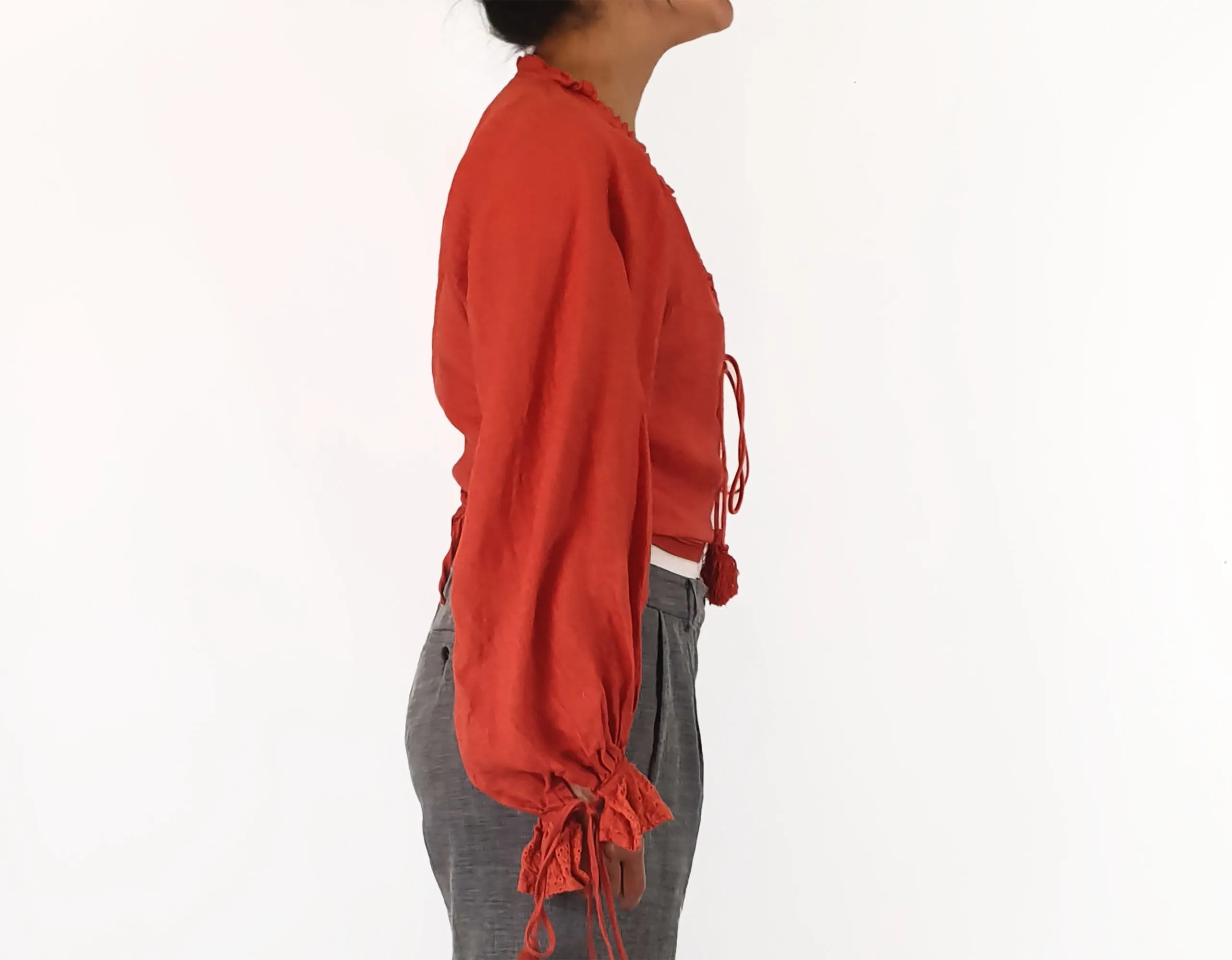 King Csilla red linen top size 10