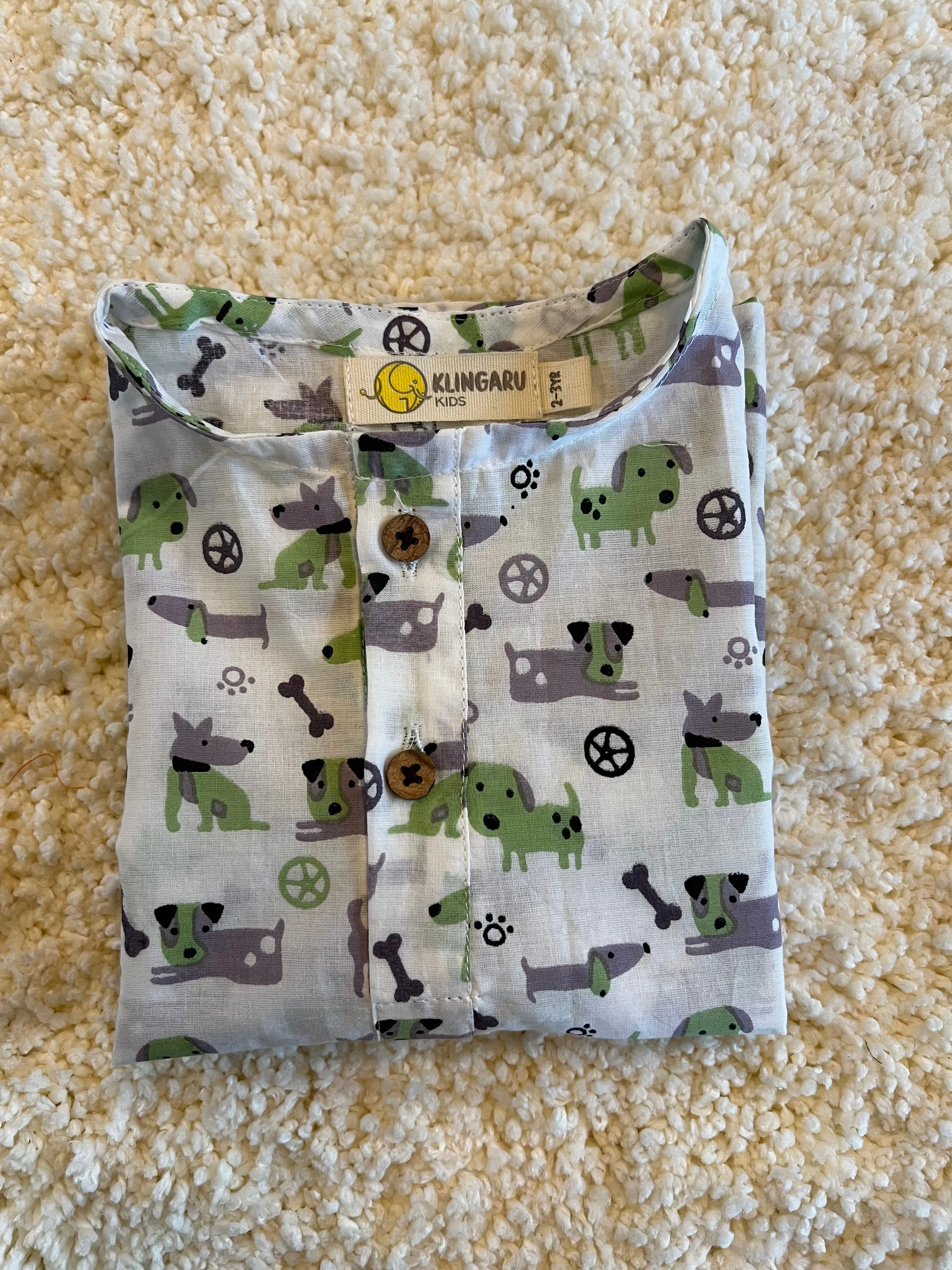 Klingaru Summer Short Set  -  Grey Green Dogs