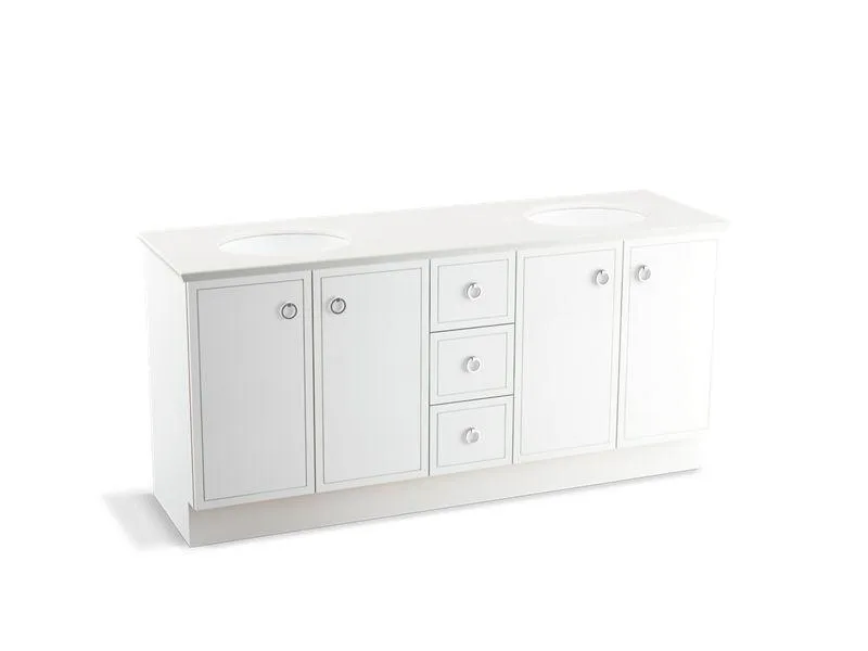 KOHLER K-99512-TK-1WA Jacquard 72" bathroom vanity cabinet with toe kick, 4 doors and 3 drawers
