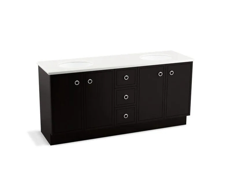KOHLER K-99512-TK-1WA Jacquard 72" bathroom vanity cabinet with toe kick, 4 doors and 3 drawers