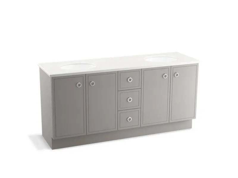 KOHLER K-99512-TK-1WA Jacquard 72" bathroom vanity cabinet with toe kick, 4 doors and 3 drawers