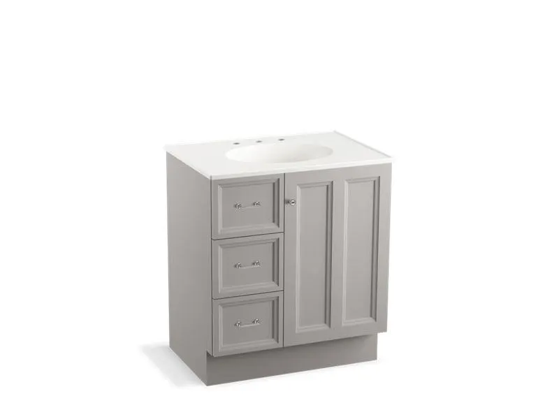 KOHLER K-99517-TKL-1WA Damask 30" bathroom vanity cabinet with toe kick, 1 door and 3 drawers on left