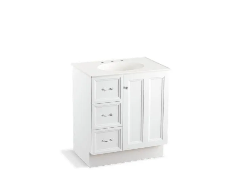 KOHLER K-99517-TKL-1WA Damask 30" bathroom vanity cabinet with toe kick, 1 door and 3 drawers on left