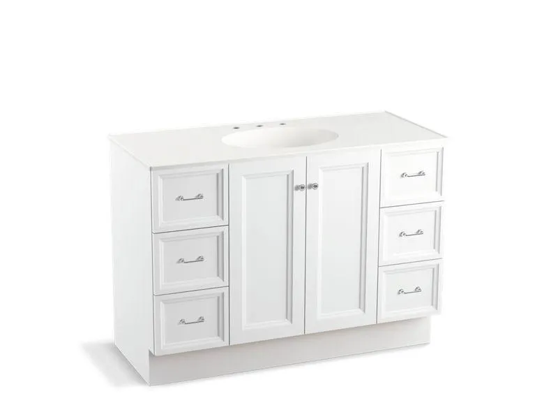 KOHLER K-99522-TK-1WA Damask 48" bathroom vanity cabinet with toe kick, 2 doors and 6 drawers