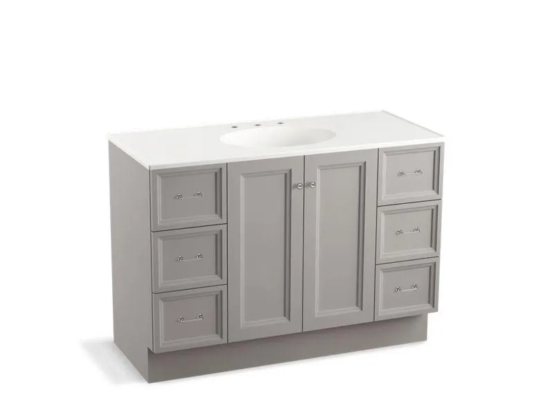KOHLER K-99522-TK-1WA Damask 48" bathroom vanity cabinet with toe kick, 2 doors and 6 drawers