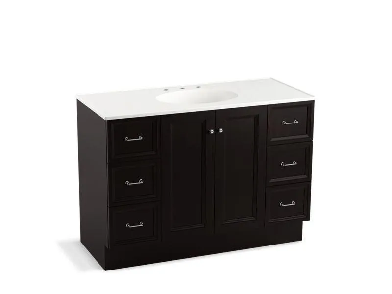 KOHLER K-99522-TK-1WA Damask 48" bathroom vanity cabinet with toe kick, 2 doors and 6 drawers