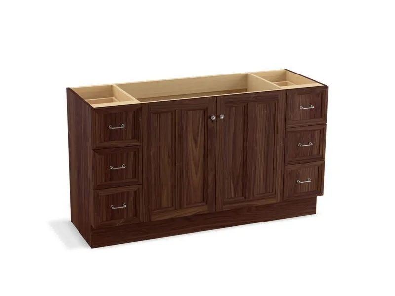 KOHLER K-99523-TK-1WA Damask 60" bathroom vanity cabinet with toe kick, 2 doors and 6 drawers