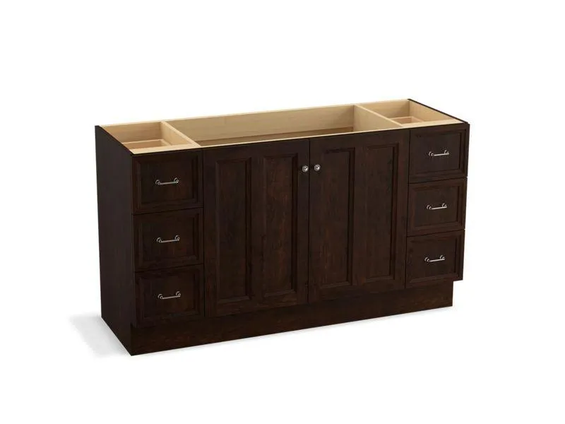 KOHLER K-99523-TK-1WA Damask 60" bathroom vanity cabinet with toe kick, 2 doors and 6 drawers