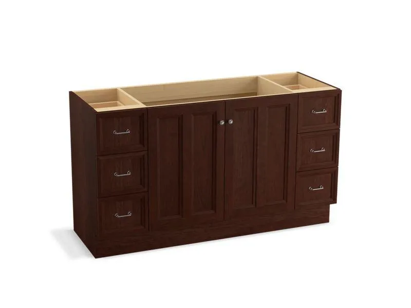 KOHLER K-99523-TK-1WA Damask 60" bathroom vanity cabinet with toe kick, 2 doors and 6 drawers