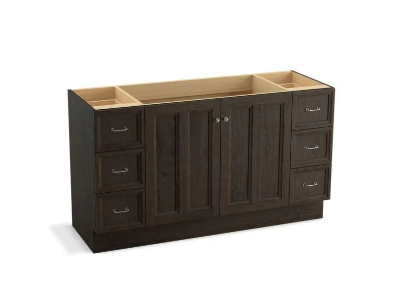 KOHLER K-99523-TK-1WA Damask 60" bathroom vanity cabinet with toe kick, 2 doors and 6 drawers