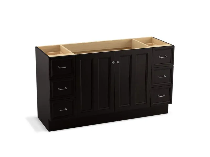 KOHLER K-99523-TK-1WA Damask 60" bathroom vanity cabinet with toe kick, 2 doors and 6 drawers
