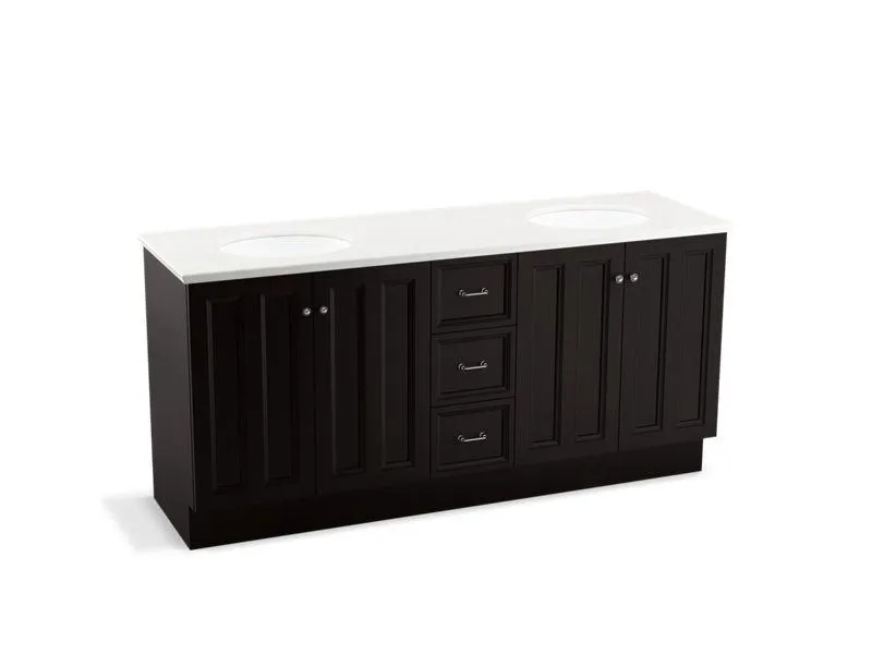 KOHLER K-99525-TK-1WA Damask 72" bathroom vanity cabinet with toe kick, 4 doors and 3 drawers