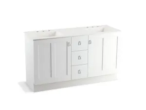 KOHLER K-99537-TK-1WA Poplin 60" bathroom vanity cabinet with toe kick, 2 doors and 3 drawers