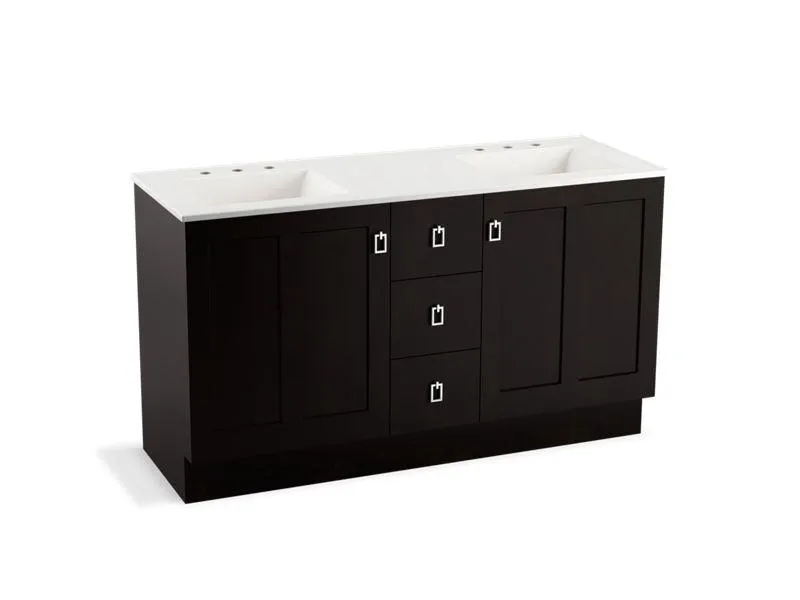 KOHLER K-99537-TK-1WA Poplin 60" bathroom vanity cabinet with toe kick, 2 doors and 3 drawers