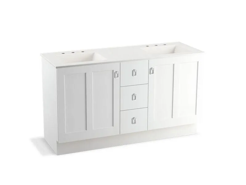 KOHLER K-99537-TK-1WA Poplin 60" bathroom vanity cabinet with toe kick, 2 doors and 3 drawers