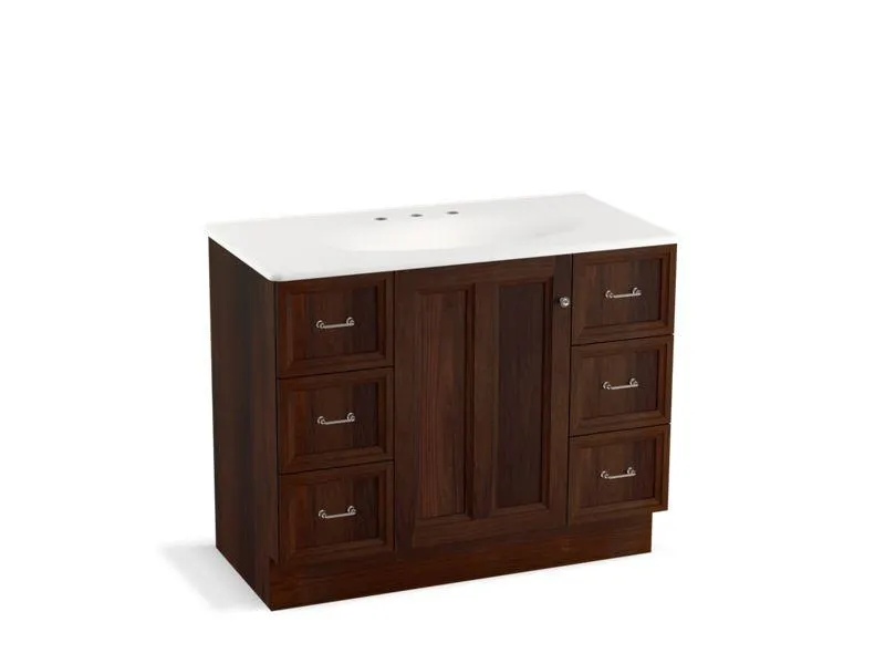 KOHLER K-99563-TK-1WA Damask 42" bathroom vanity cabinet with toe kick, 1 door and 6 drawers