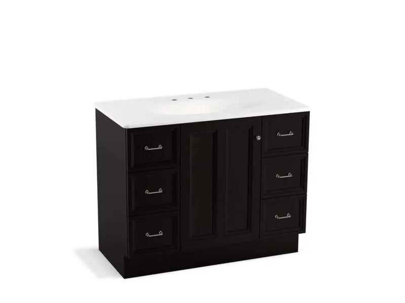 KOHLER K-99563-TK-1WA Damask 42" bathroom vanity cabinet with toe kick, 1 door and 6 drawers
