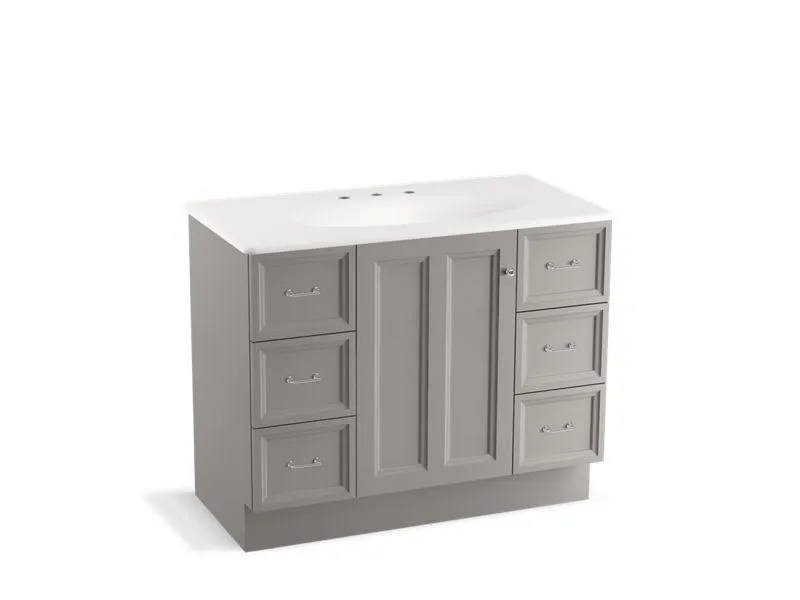 KOHLER K-99563-TK-1WA Damask 42" bathroom vanity cabinet with toe kick, 1 door and 6 drawers